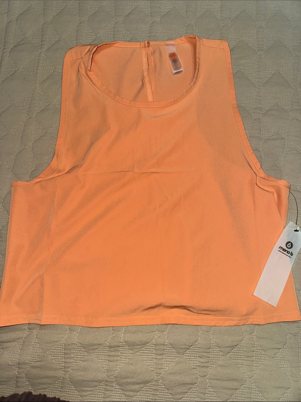 Mono B Mango Peach Crop Tank Top - Sleek Sleeveless Silhouette